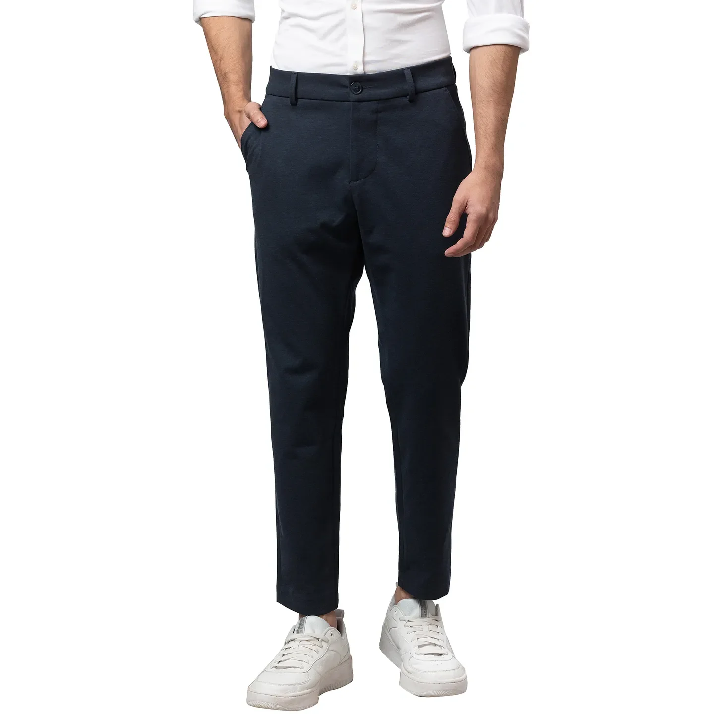 Navy Cropped Fit Chinos For Men By Being Human Clothing