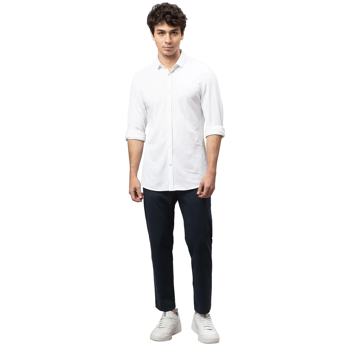 Navy Cropped Fit Chinos For Men By Being Human Clothing - Image 2