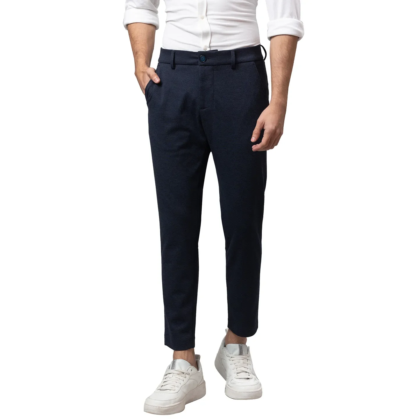 Navy Cropped Fit Chinos For Men By Being Human Clothing