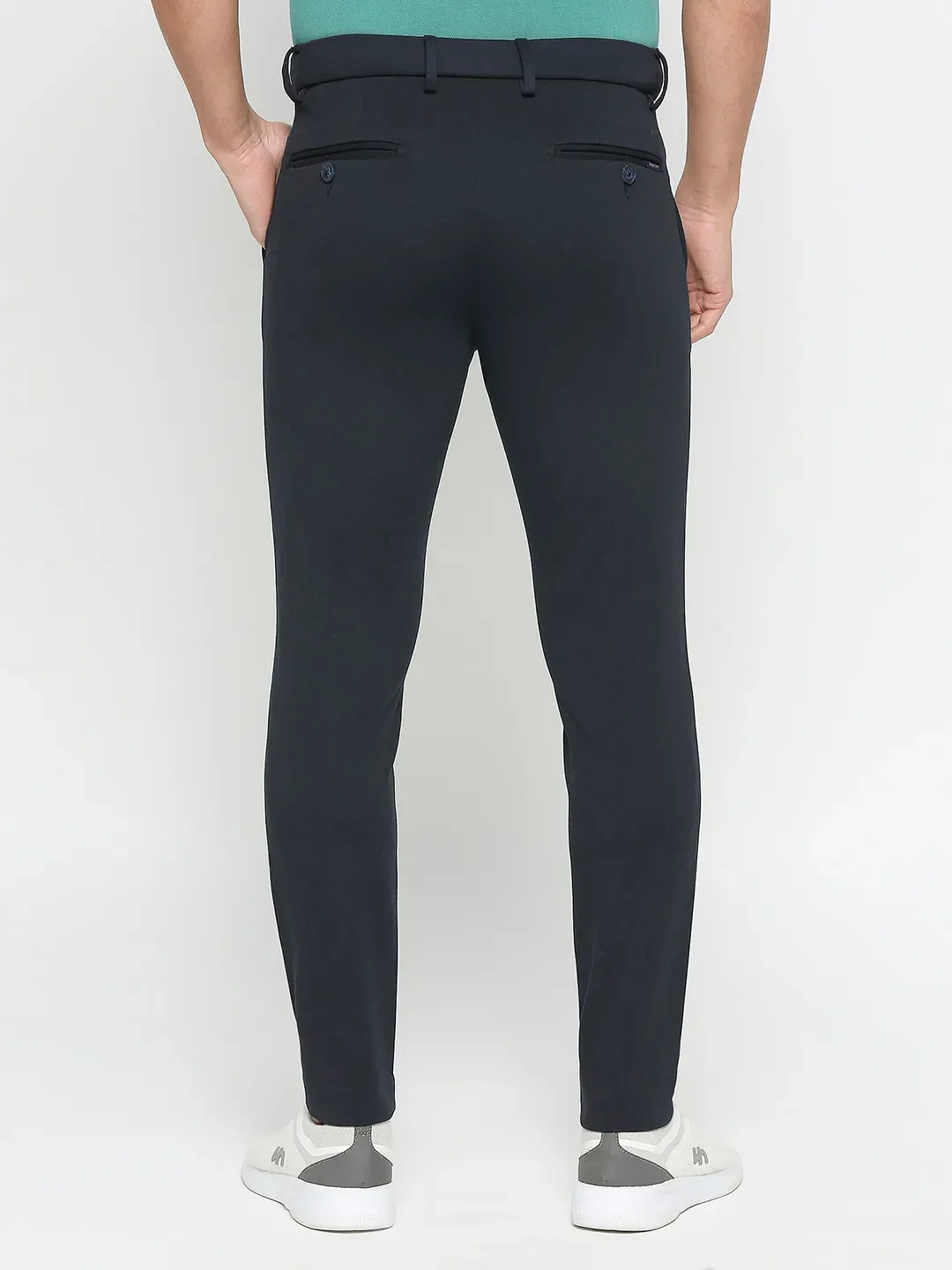 Navy Cropped Fit Chinos For Men By Being Human Clothing - Image 4