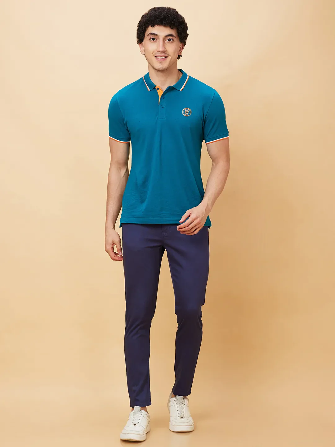 Navy Cropped Fit Chinos For Men By Being Human Clothing - Image 4