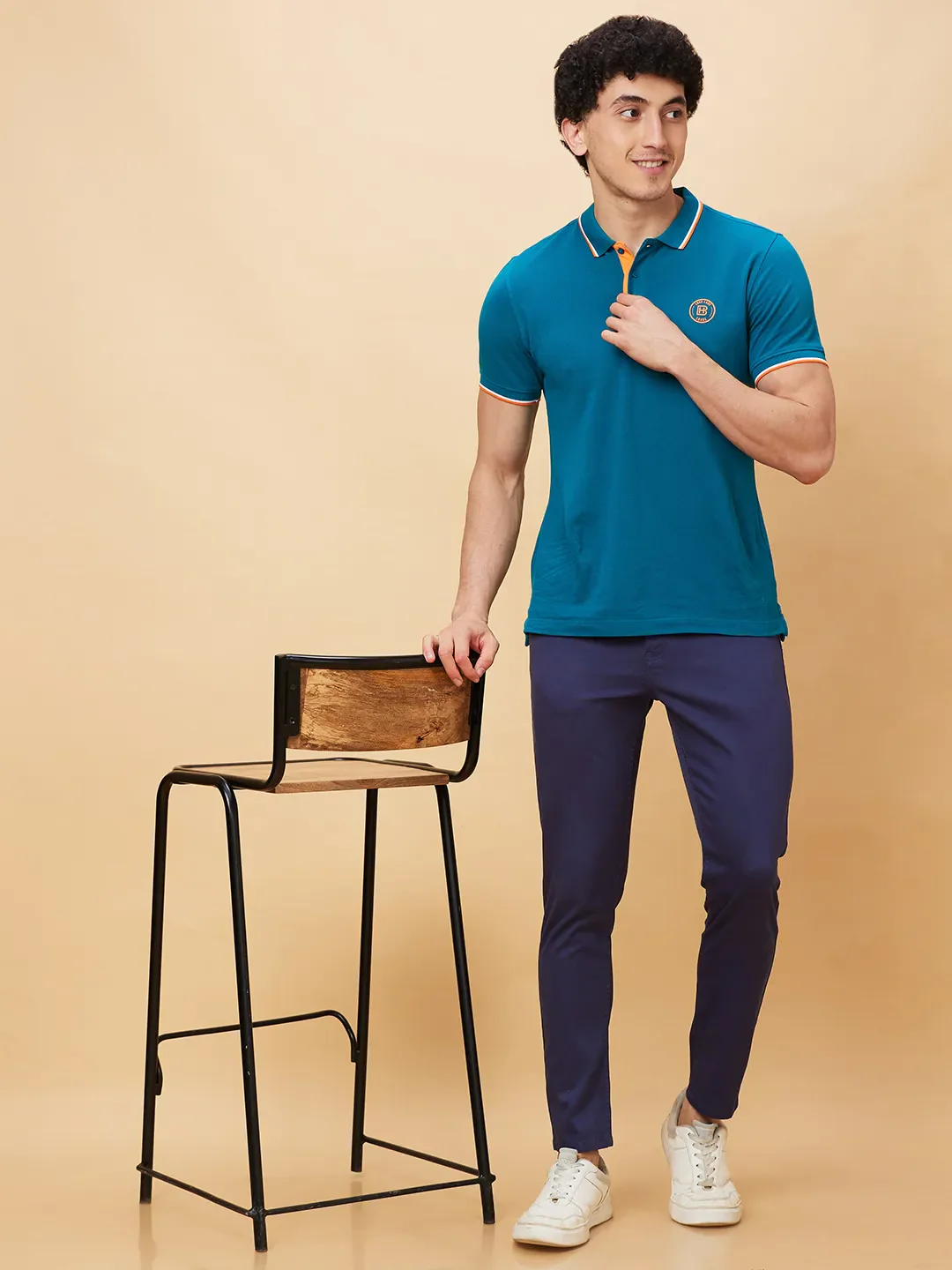Navy Cropped Fit Chinos For Men By Being Human Clothing - Image 6