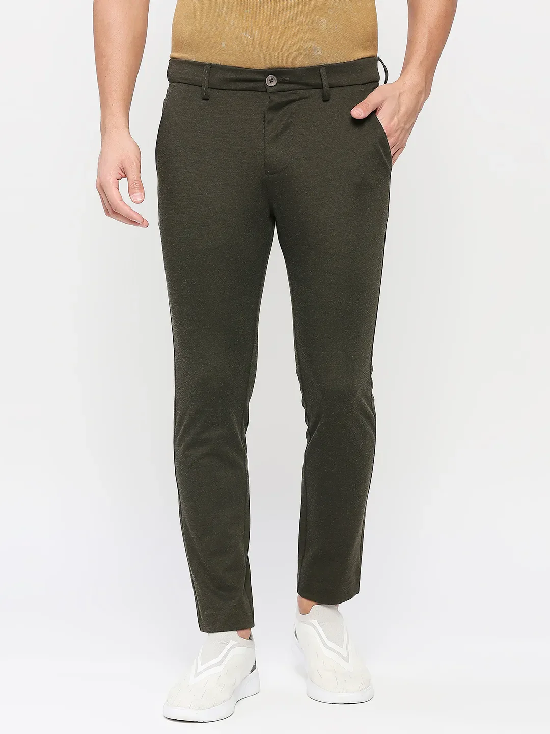 Olive Cropped Fit Men's Chinos by Being Human Clothing