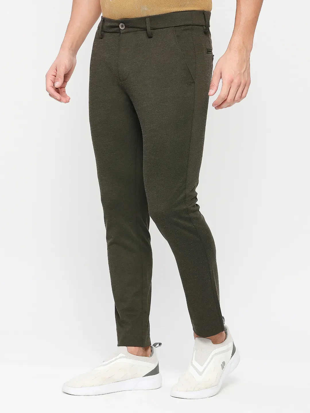 Olive Cropped Fit Men's Chinos by Being Human Clothing - Image 2