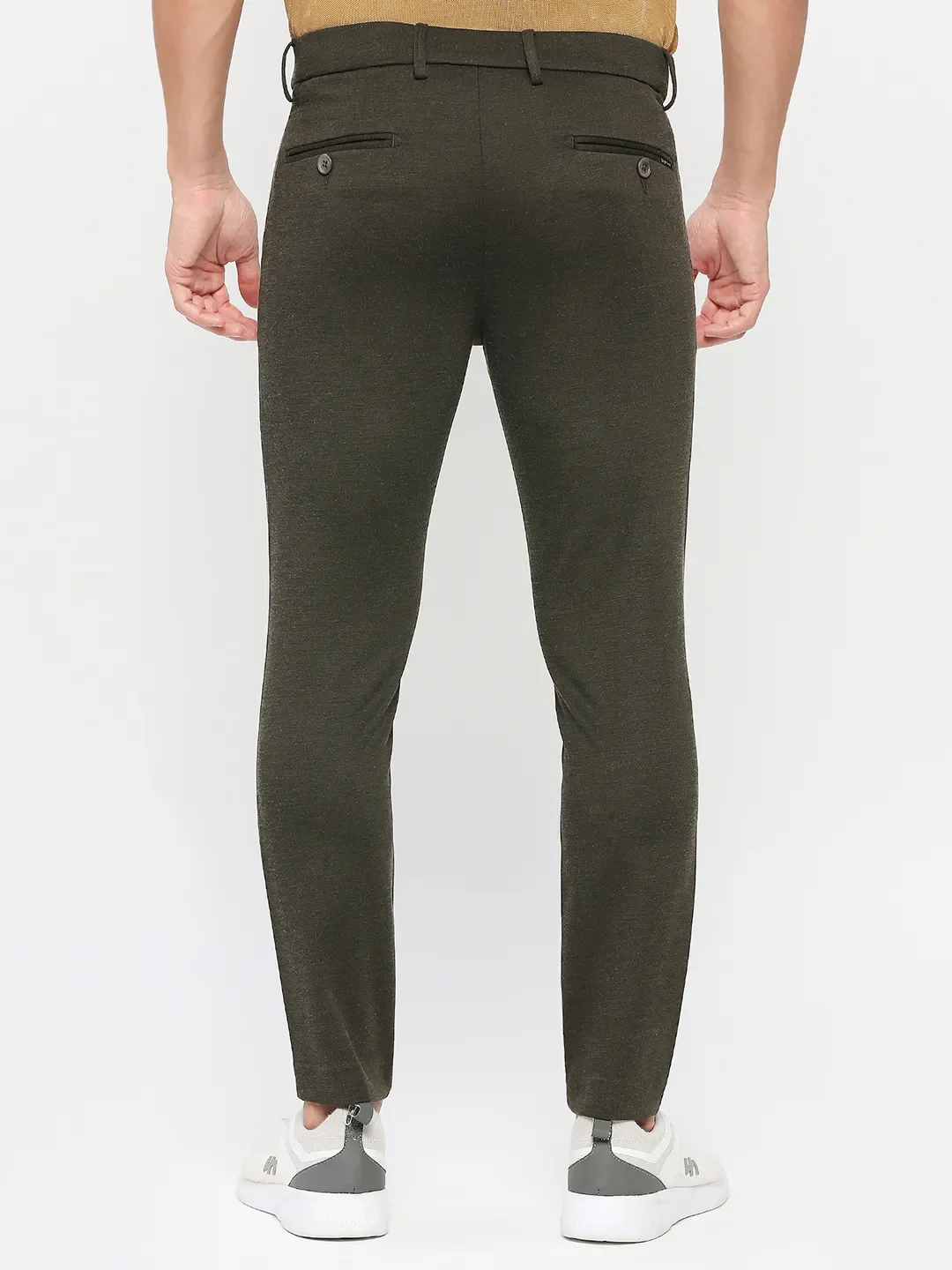 Olive Cropped Fit Men's Chinos by Being Human Clothing - Image 3