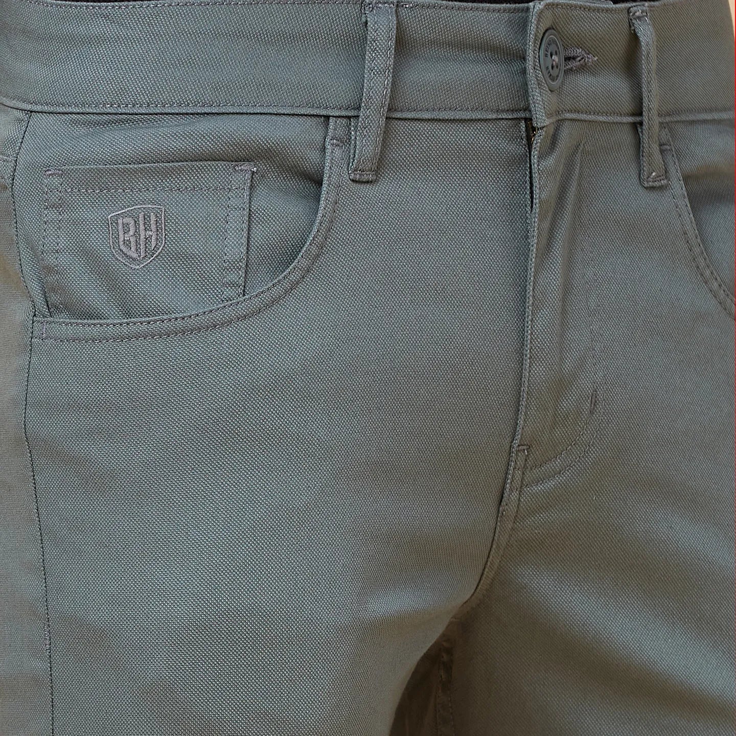 Steel Grey Cropped Fit Chinos For Men By Being Human Clothing - Image 5