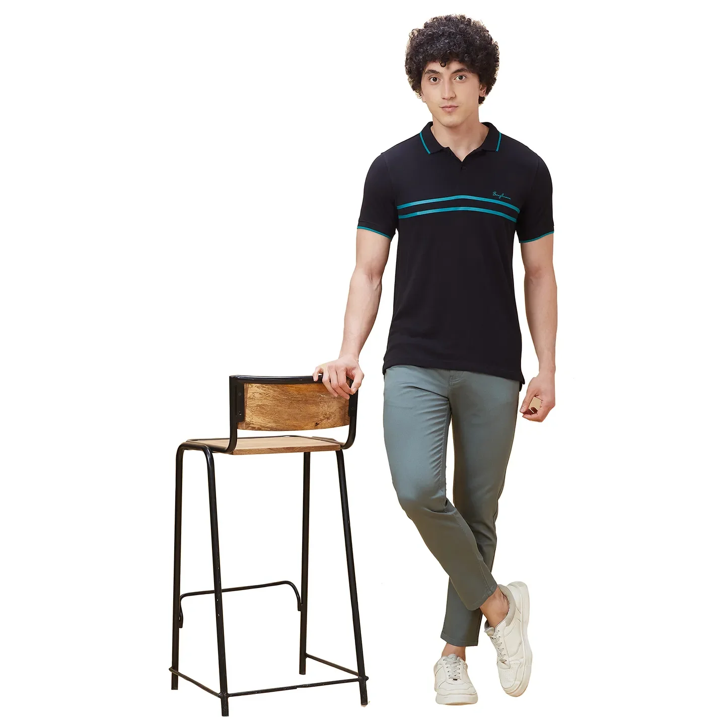 Steel Grey Cropped Fit Chinos For Men By Being Human Clothing - Image 6