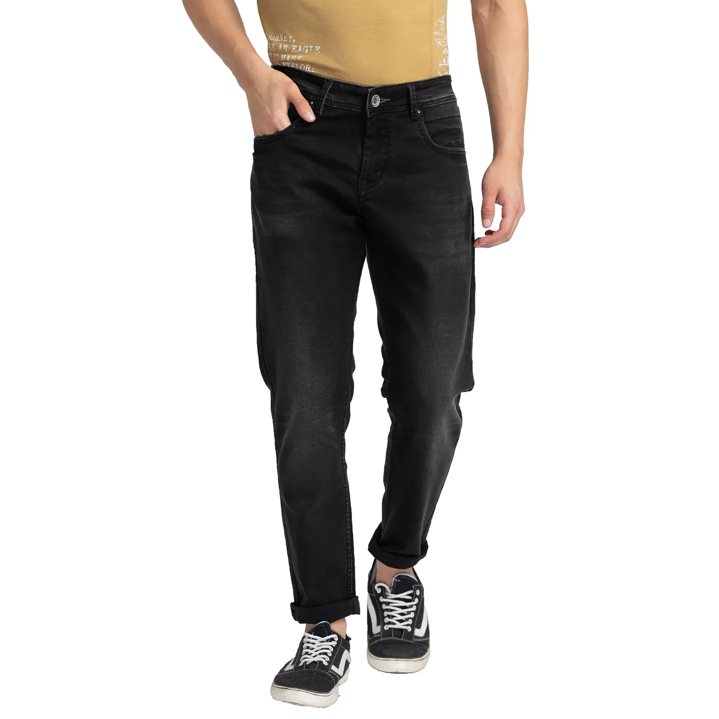 Black Cropped Fit Men's Denims by Being Human Clothing