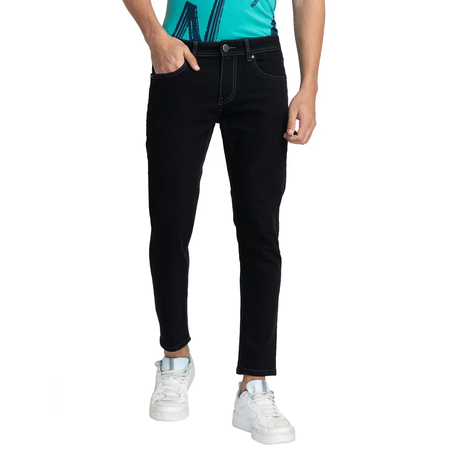 Black Cropped Fit Men's Denims by Being Human Clothing