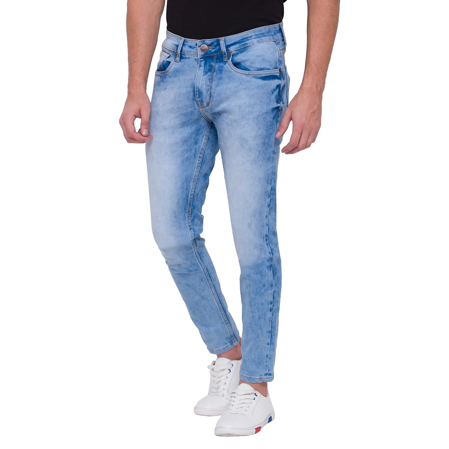 Blue Cropped Fit Men's Denims by Being Human Clothing - Image 3