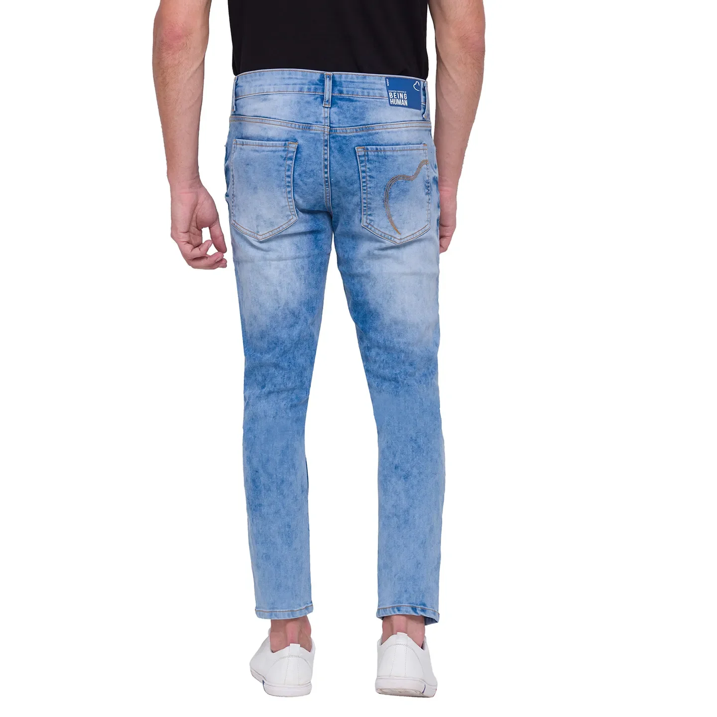 Blue Cropped Fit Men's Denims by Being Human Clothing - Image 4