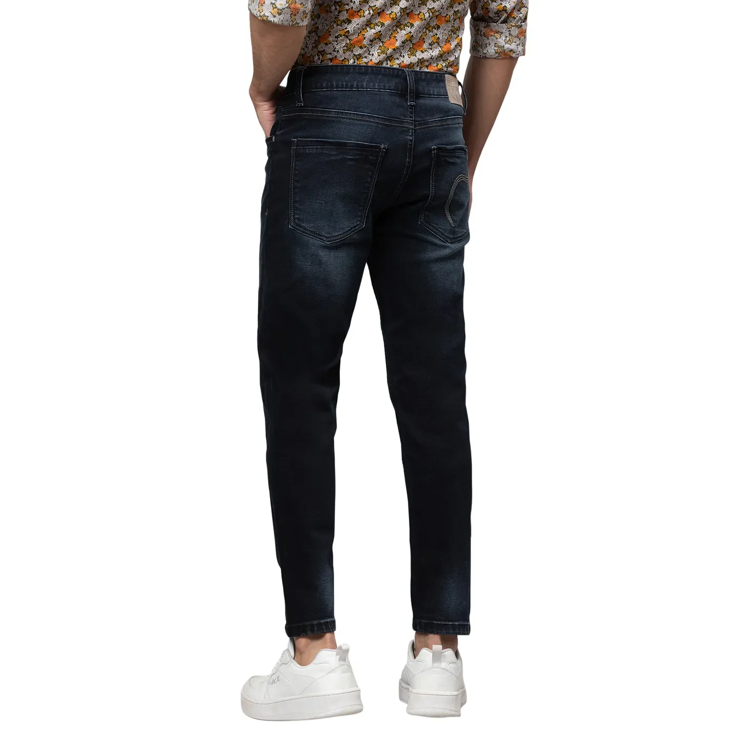 Dark Blue Cropped Fit Denims For Men By Being Human Clothing - Image 3