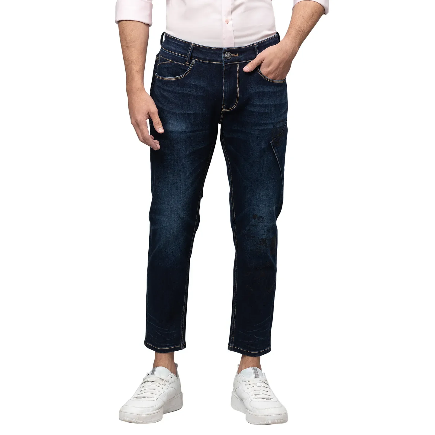 Blue Cropped Fit Men's Denims by Being Human Clothing