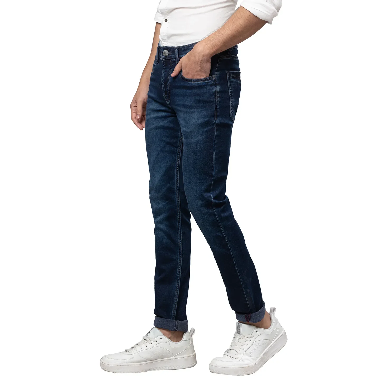 Dark Blue Boot Cut Fit Denims For Men By Being Human Clothing - Image 4