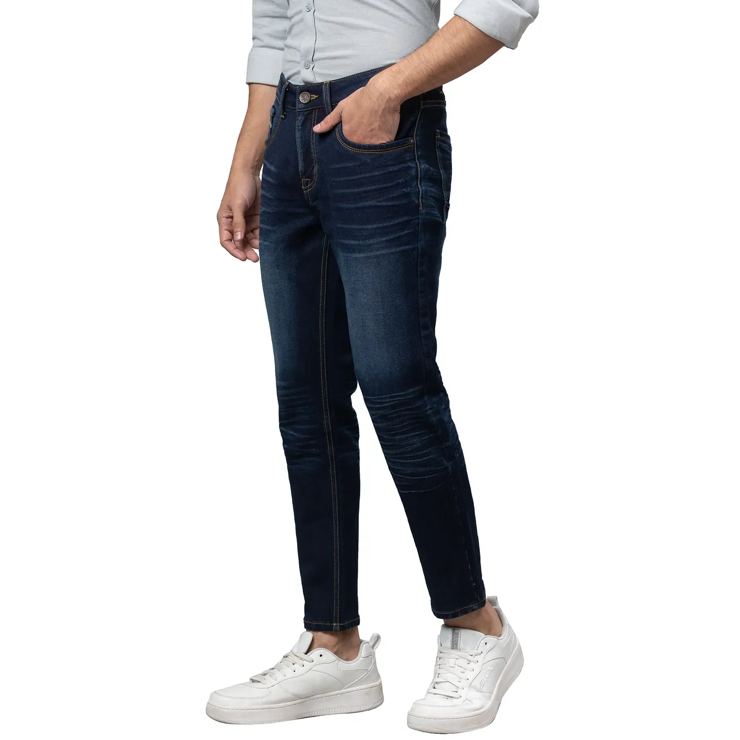 Blue Cropped Fit Men's Denims by Being Human Clothing - Image 4
