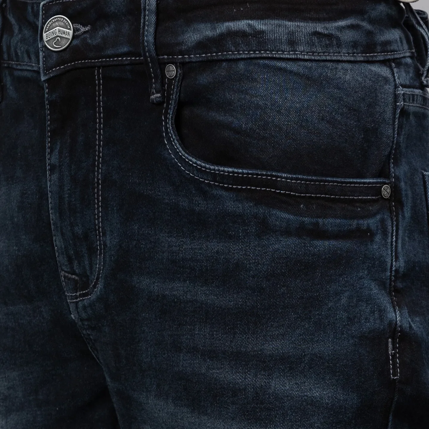 Blue Cropped Fit Men's Denims by Being Human Clothing - Image 5