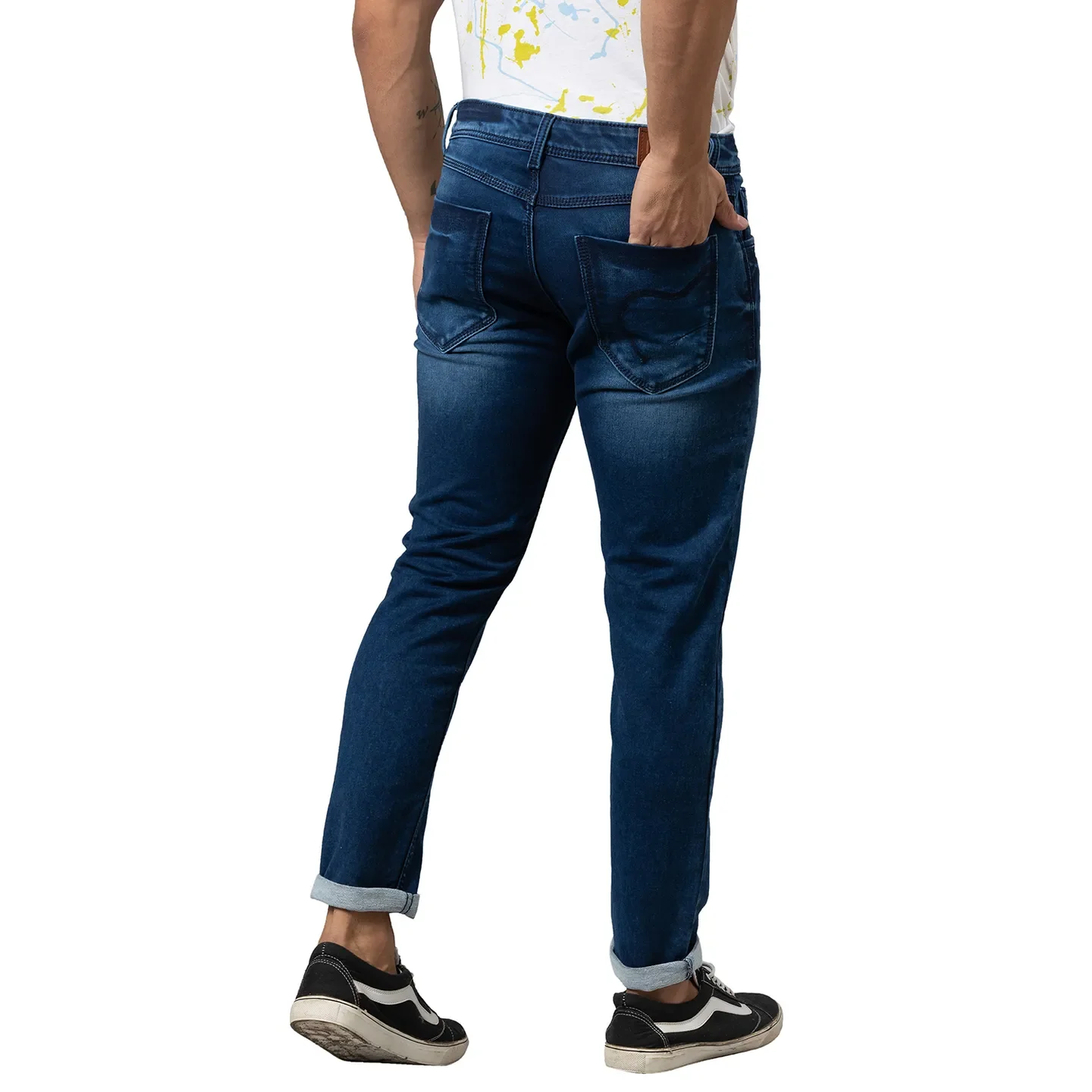 Dark Blue Cropped Fit Denims For Men By Being Human Clothing - Image 3