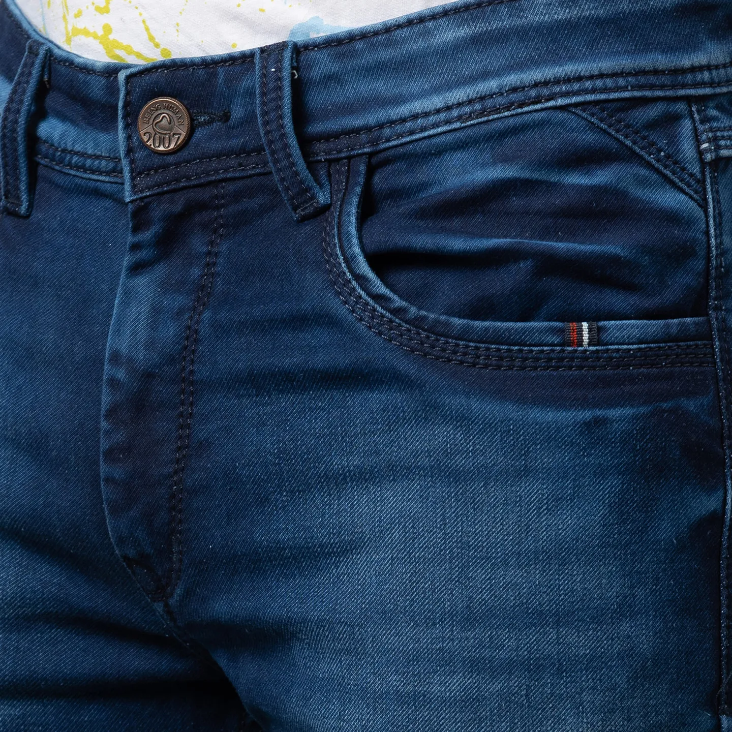 Dark Blue Cropped Fit Denims For Men By Being Human Clothing - Image 5