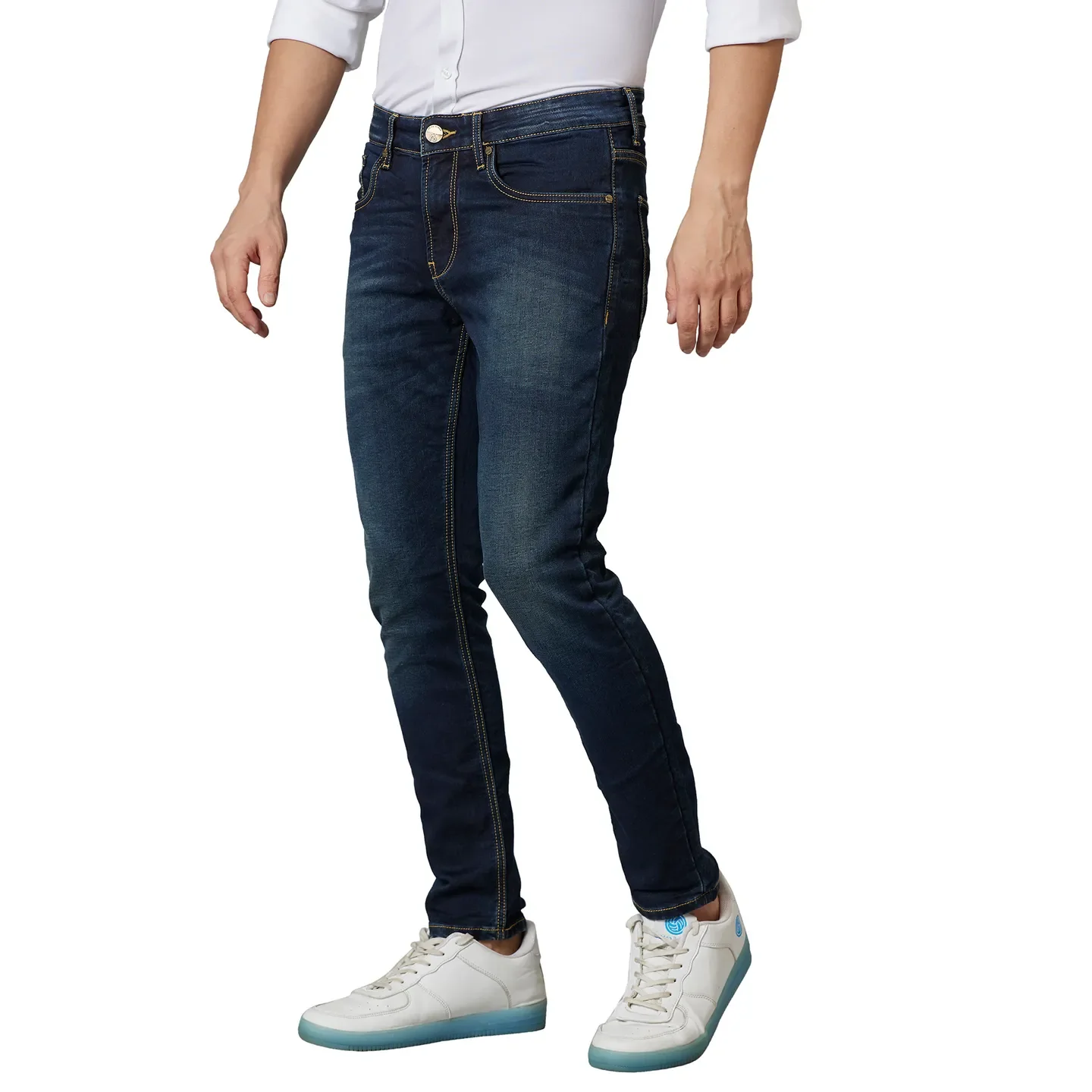 Blue Cropped Fit Men's Denims by Being Human Clothing - Image 3
