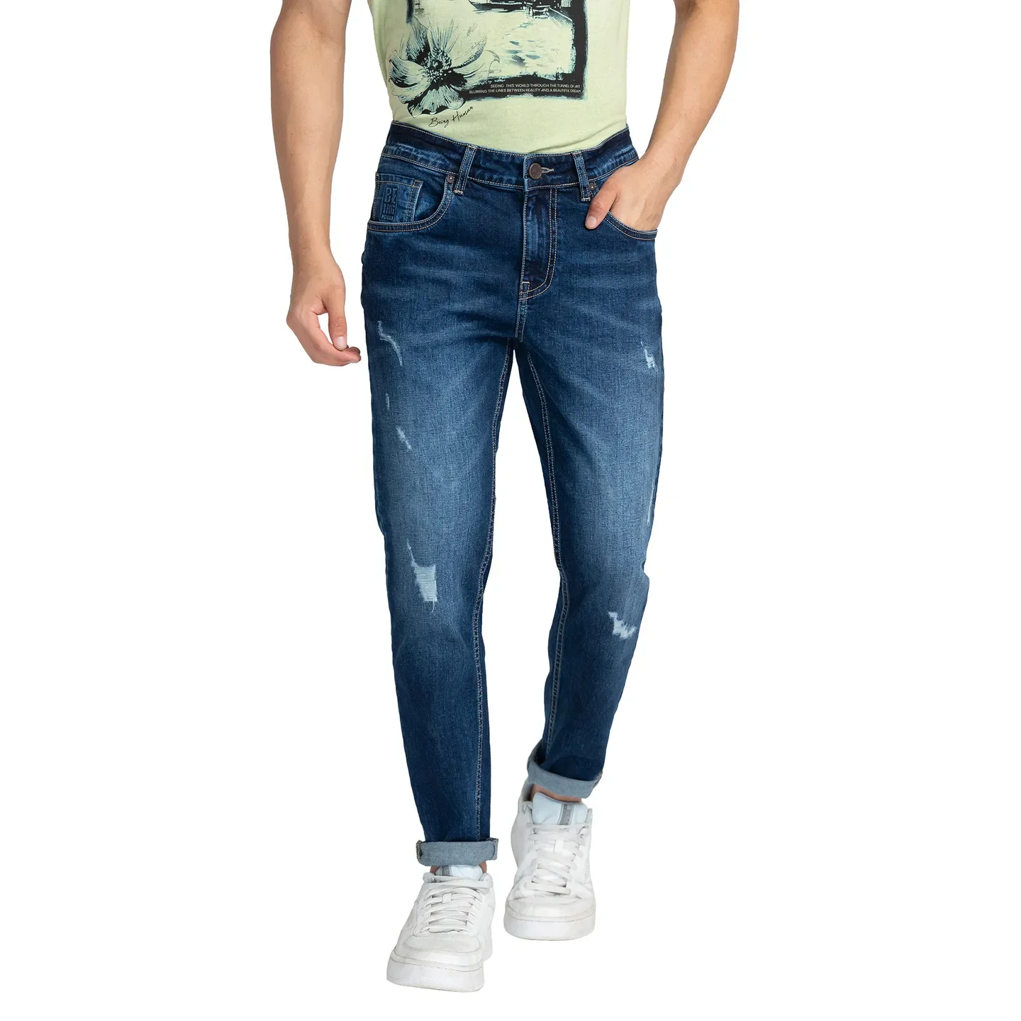 Blue Cropped Fit Men's Denims by Being Human Clothing