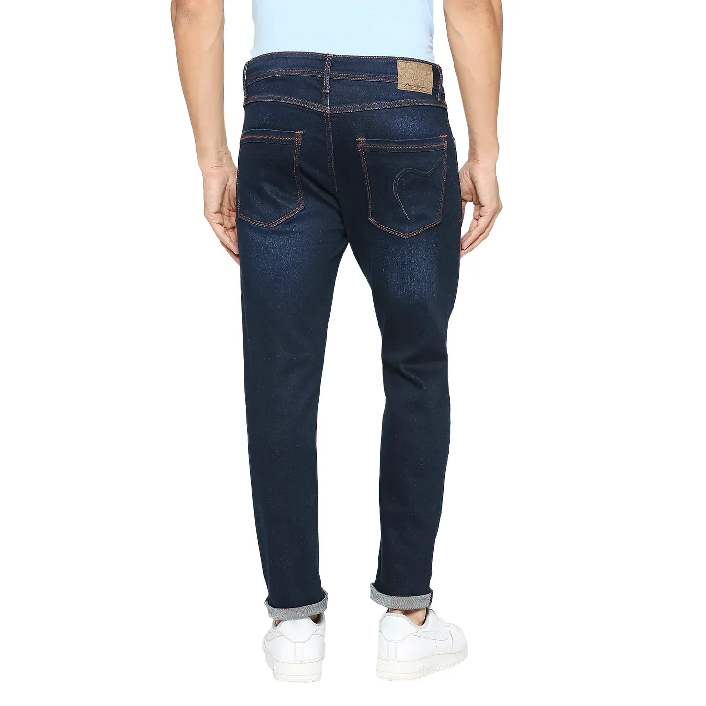 Dark Blue Cropped Fit Denims For Men By Being Human Clothing - Image 4