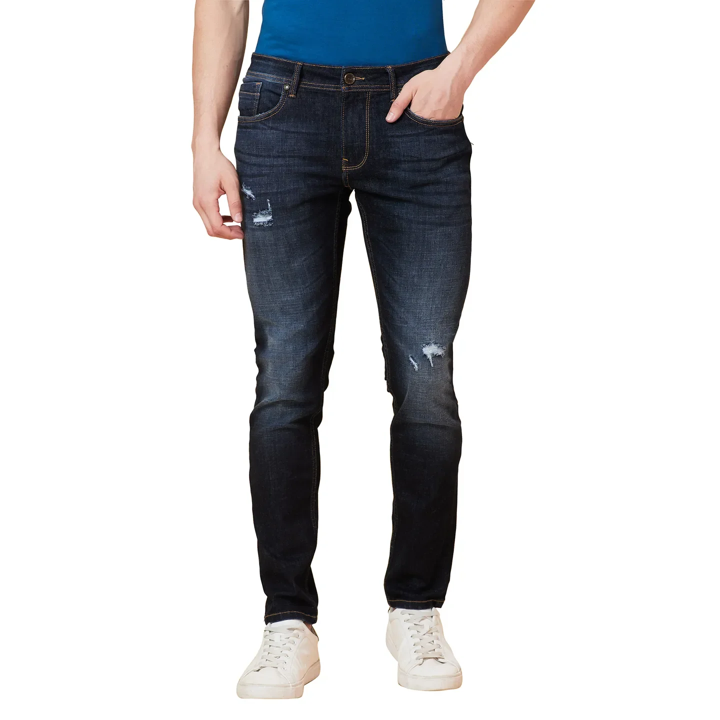 Blue Cropped fit Men's Denims by Being Human Clothing - Image 2
