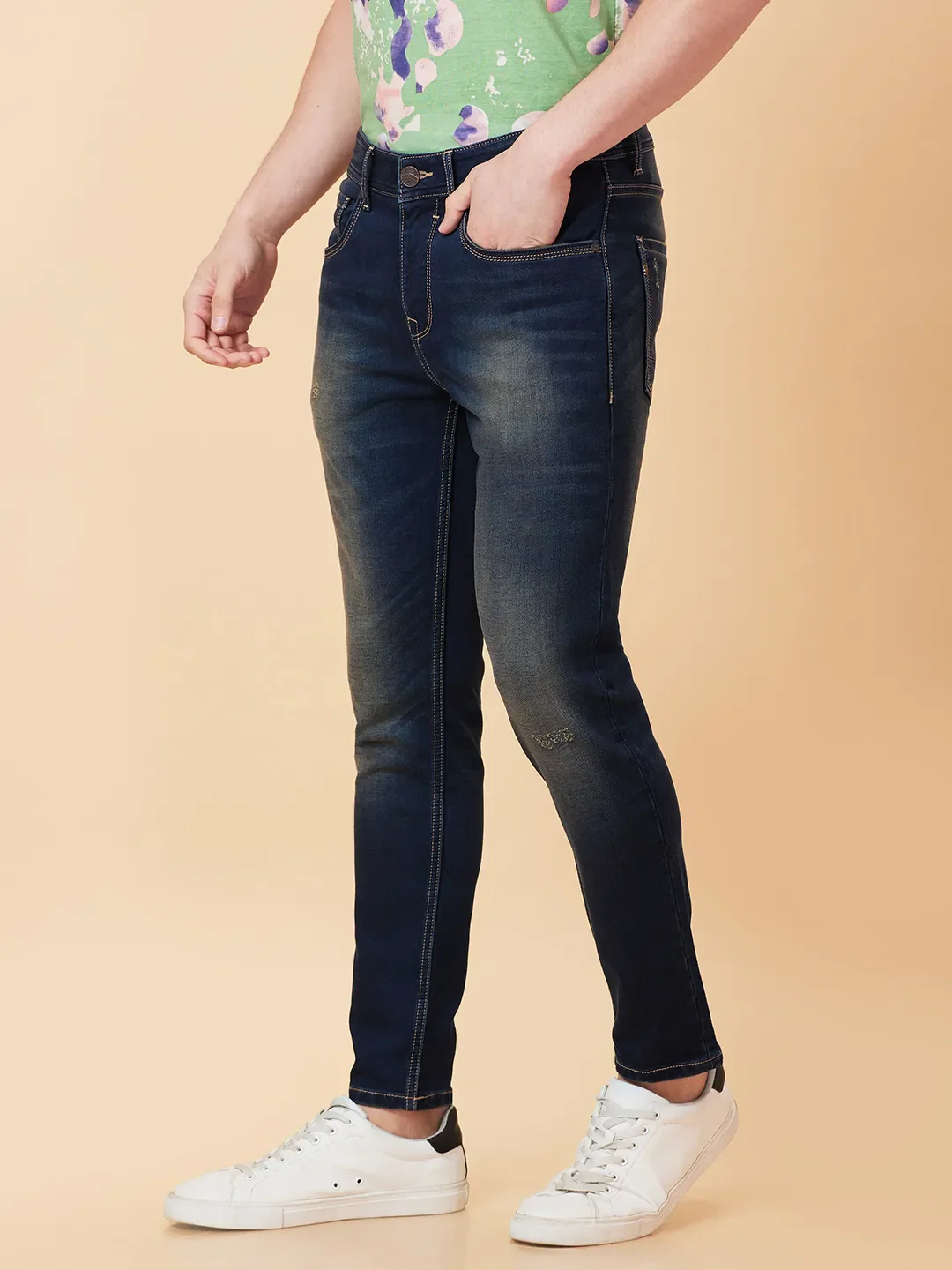 Blue Cropped fit Men's Denims by Being Human Clothing - Image 4