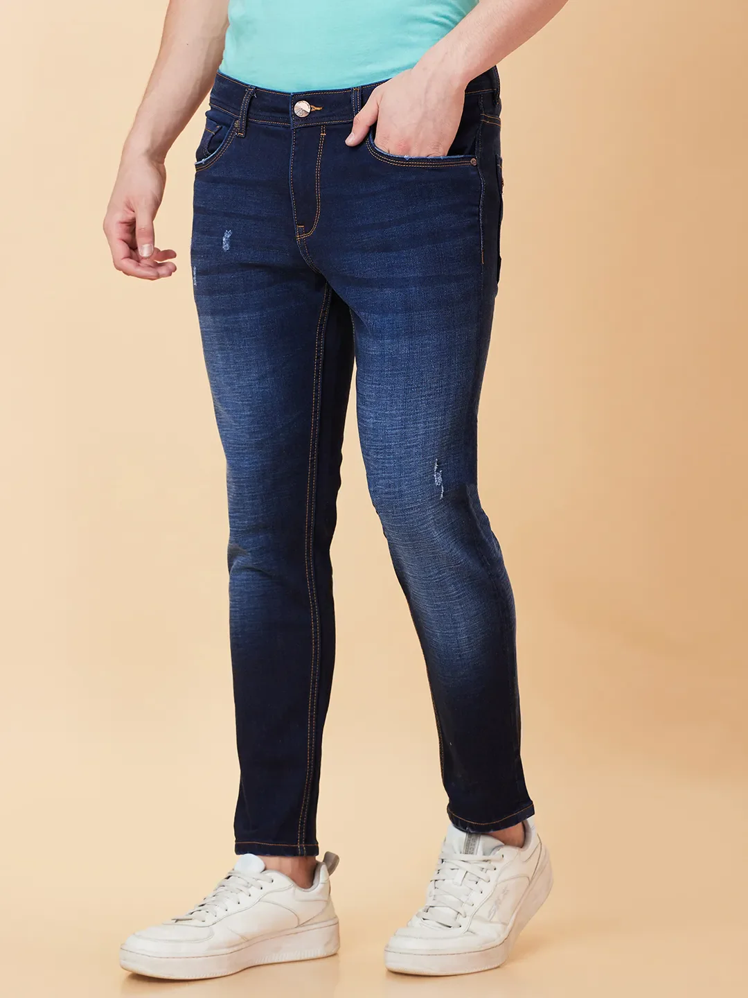 Blue Cropped fit Men's Denims by Being Human Clothing - Image 4