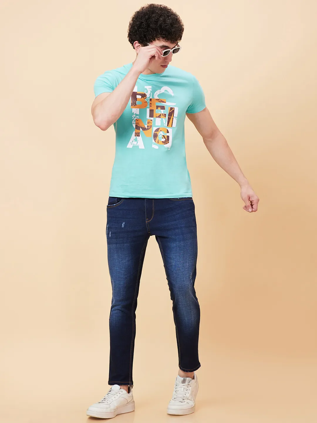 Blue Cropped fit Men's Denims by Being Human Clothing - Image 6