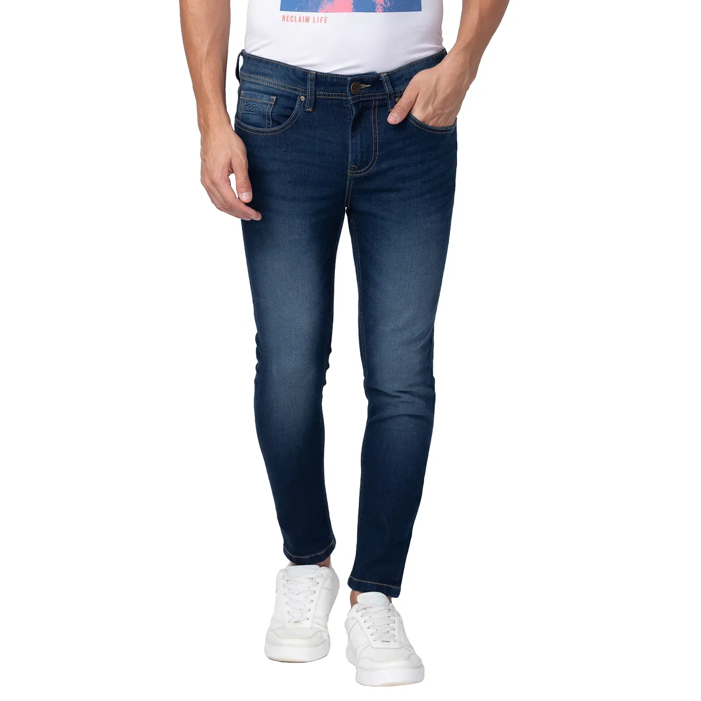 Blue Cropped Fit Men's Denims by Being Human Clothing