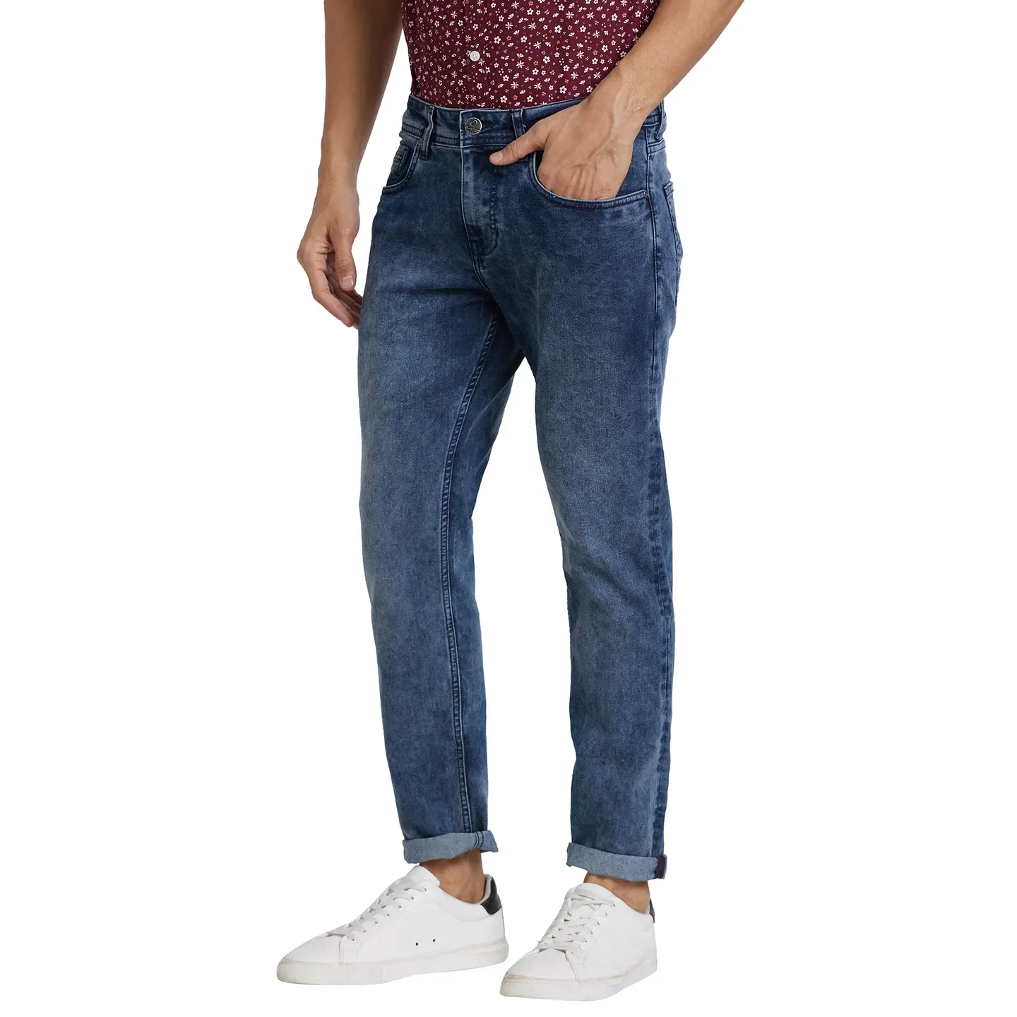 Blue Cropped Fit Men's Denims by Being Human Clothing - Image 2