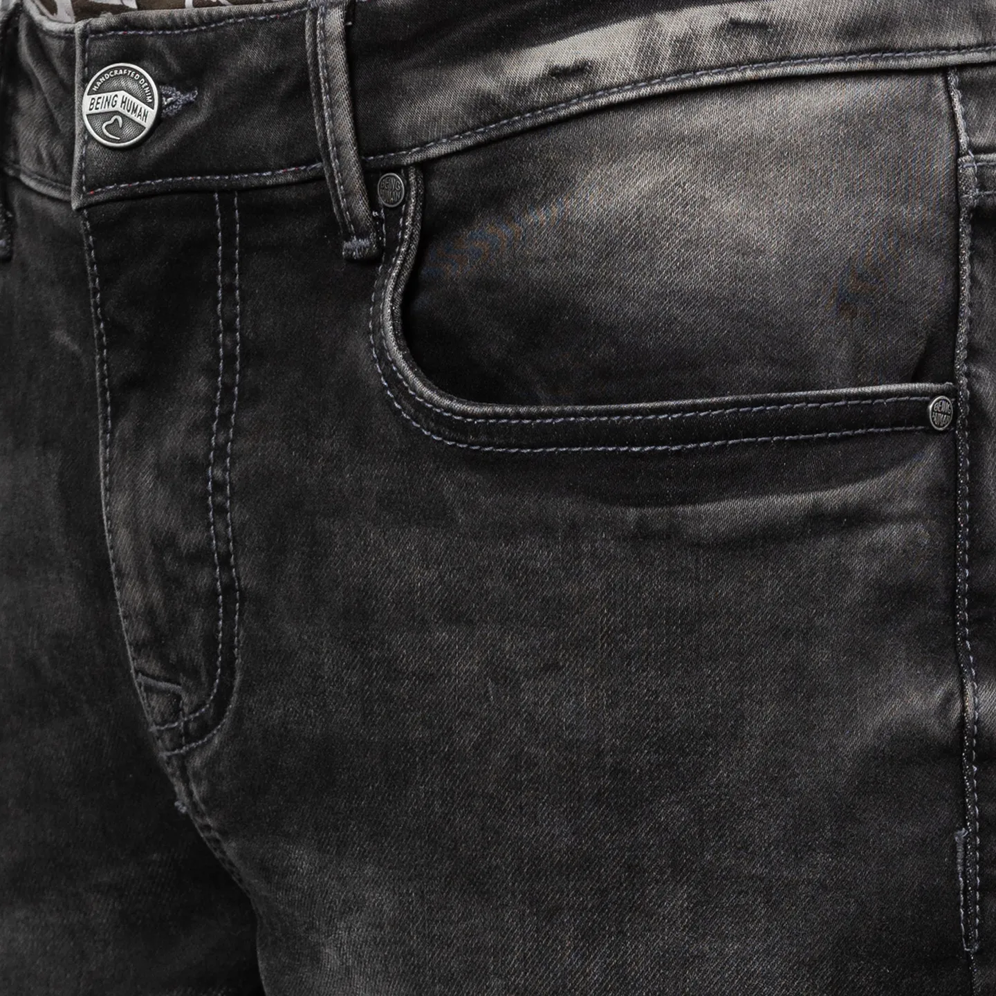 Grey Cropped Fit Men's Denims by Being Human Clothing - Image 5