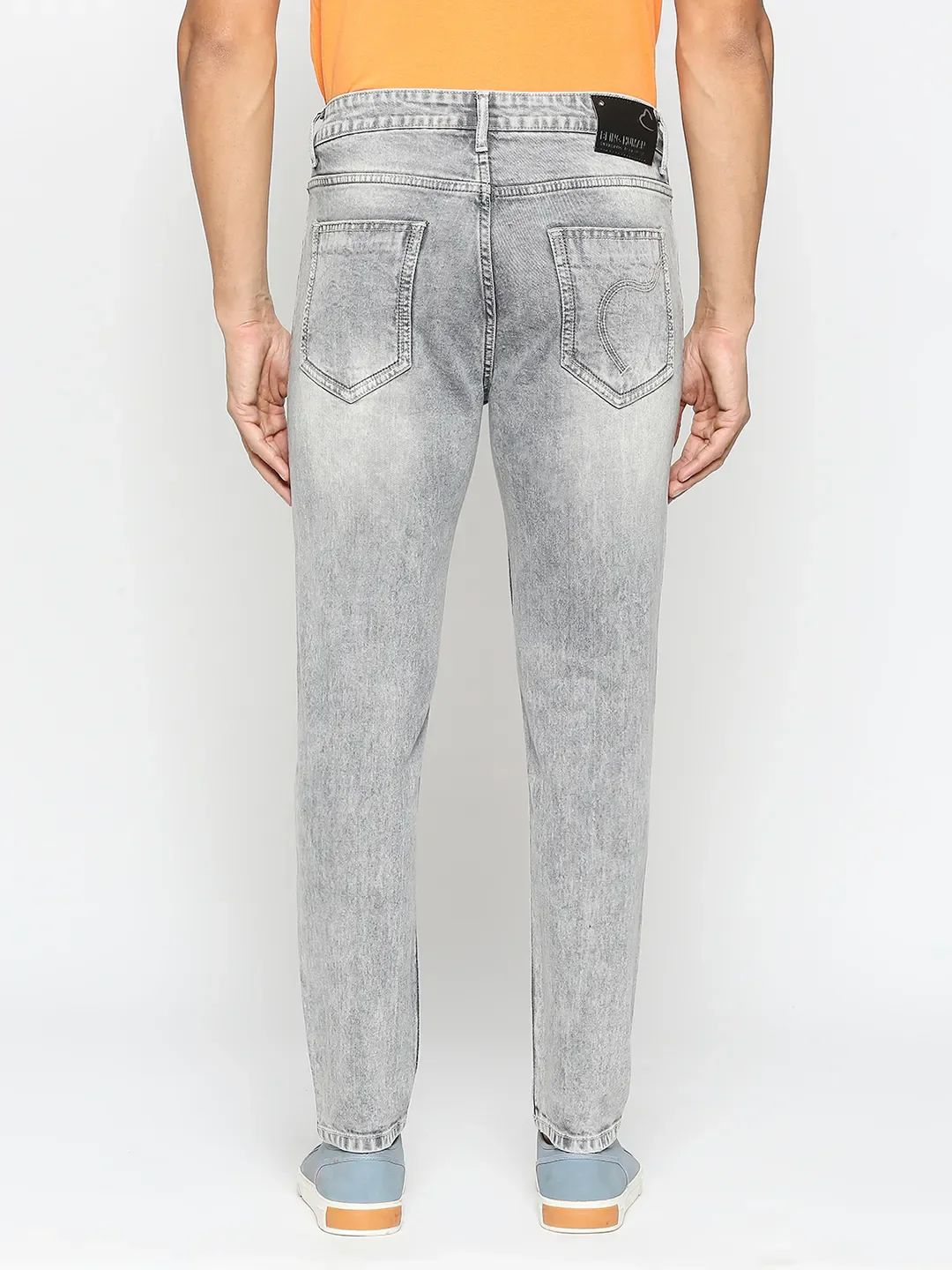 Grey Cropped Fit Denims For Men By Being Human Clothing - Image 4