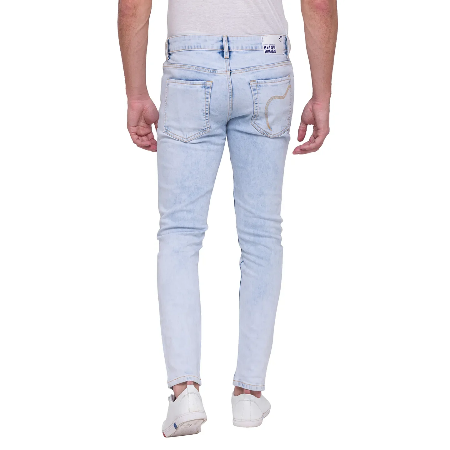 Blue Cropped Fit Men's Denims by Being Human Clothing - Image 2