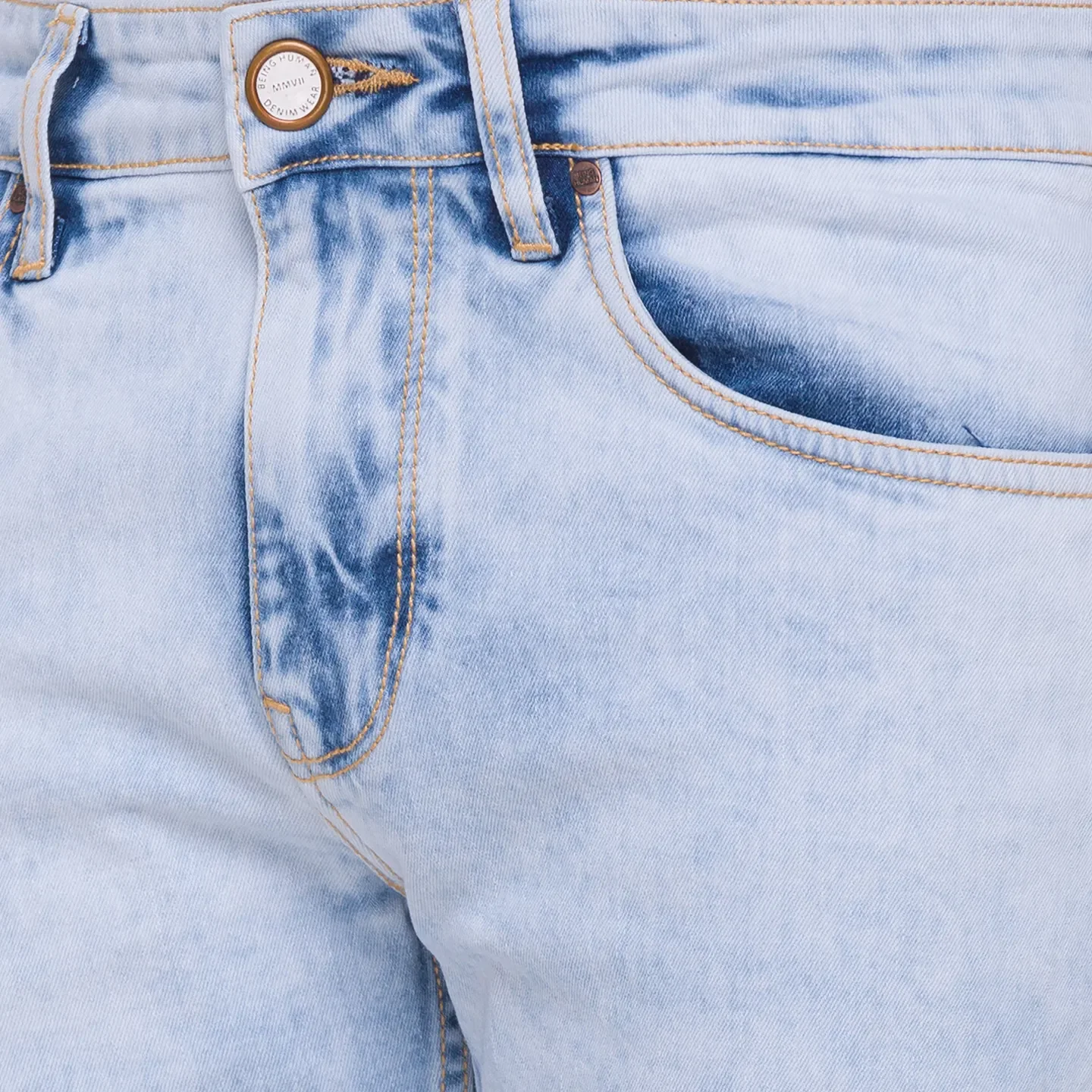 Blue Cropped Fit Men's Denims by Being Human Clothing - Image 4