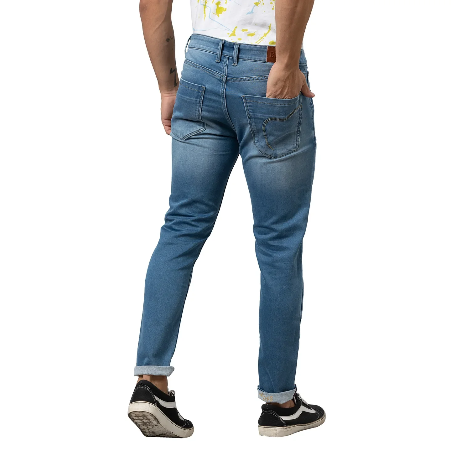 Blue Cropped Fit Men's Denims by Being Human Clothing - Image 3