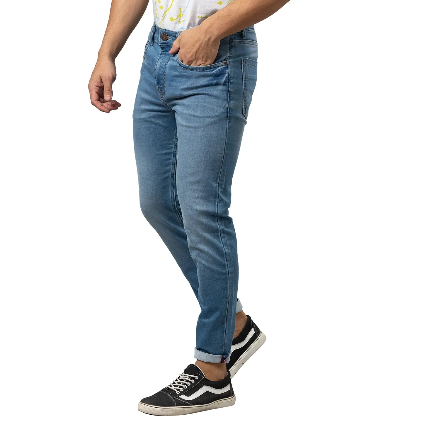 Blue Cropped Fit Men's Denims by Being Human Clothing - Image 4