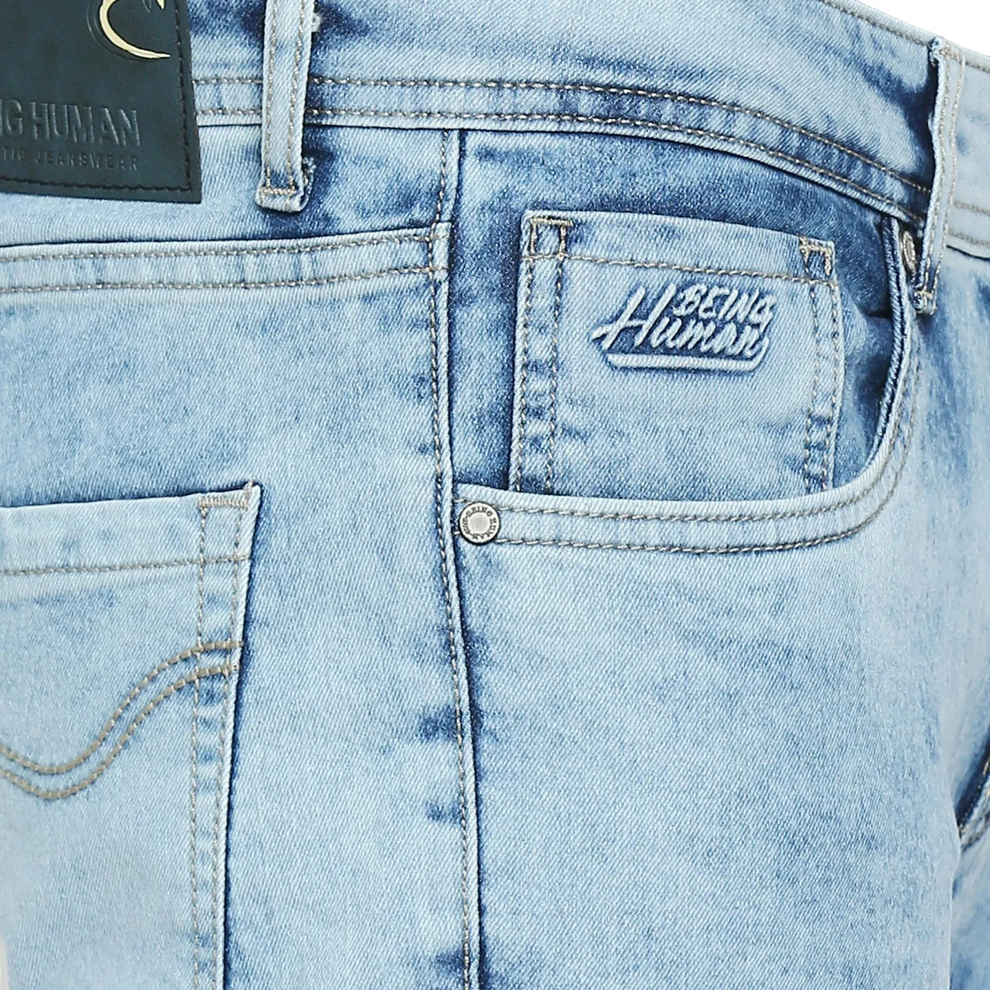 Blue Cropped Fit Men's Denims by Being Human Clothing - Image 5
