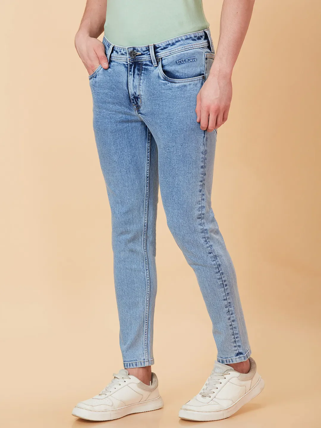 Blue Cropped fit Men's Denims by Being Human Clothing - Image 4