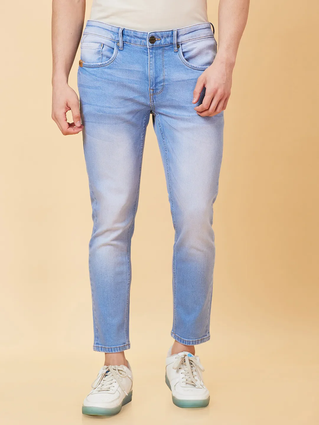 Blue Cropped fit Men's Denims by Being Human Clothing