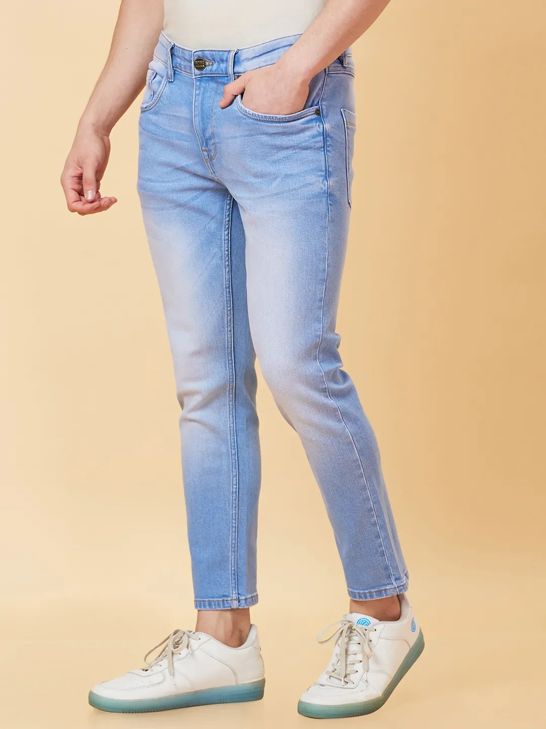Blue Cropped fit Men's Denims by Being Human Clothing - Image 3