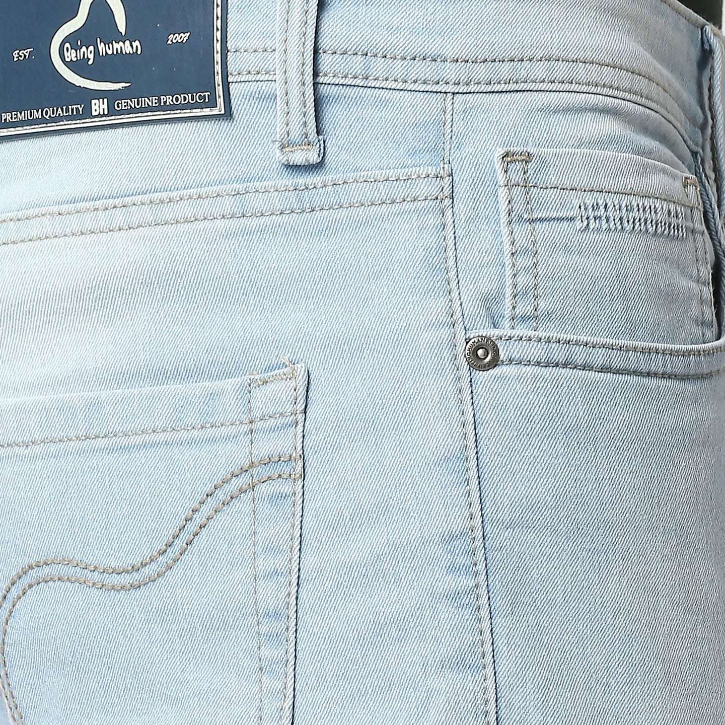 Blue Cropped Fit Men's Denims by Being Human Clothing - Image 4