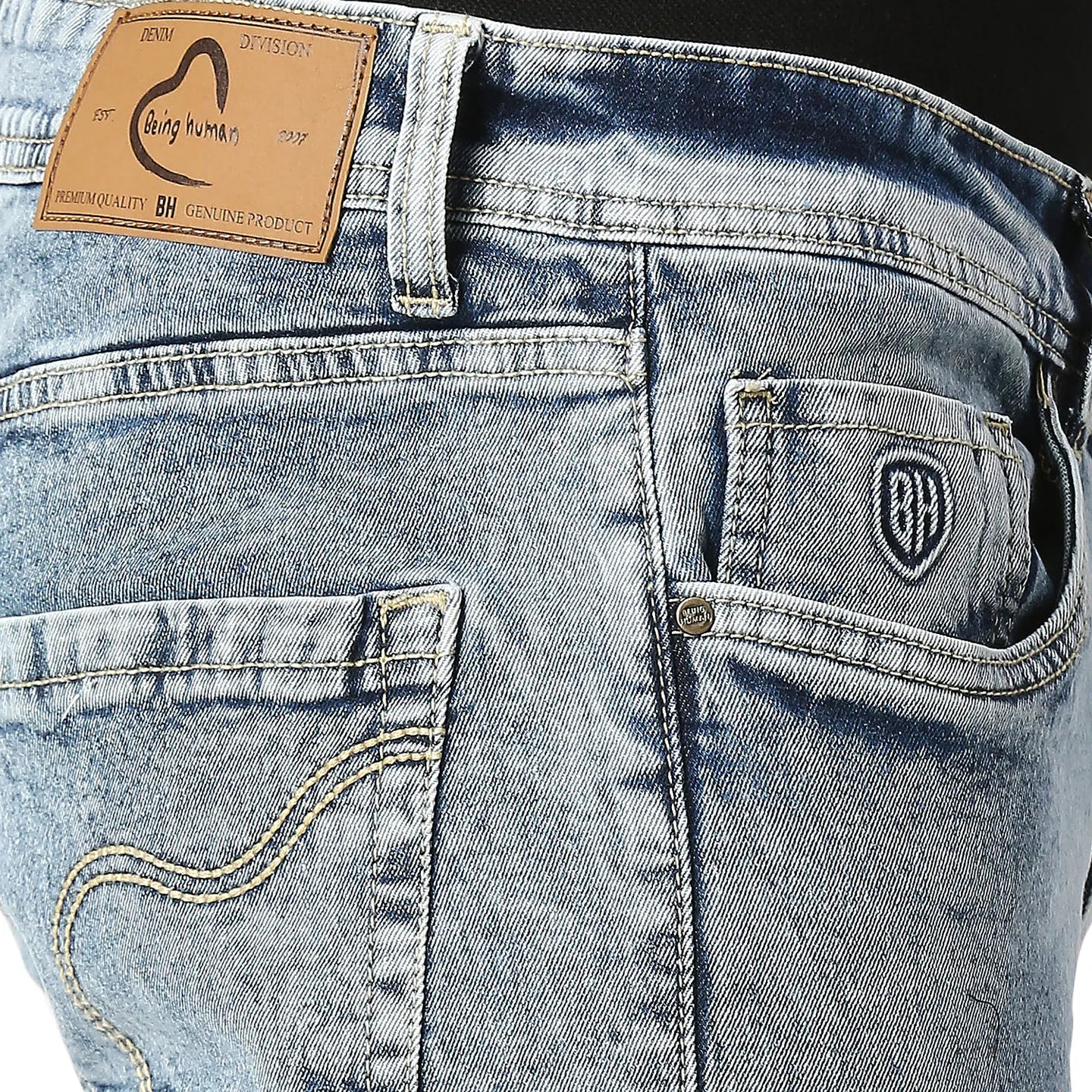 Blue Cropped Fit Men's Denims by Being Human Clothing - Image 4