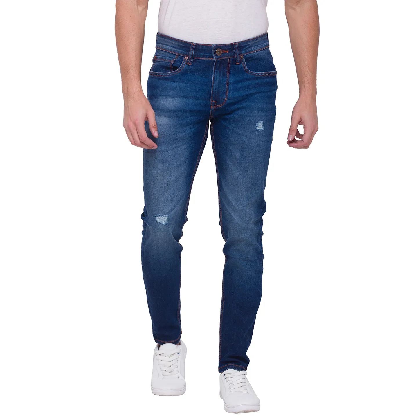 Blue Cropped Fit Men's Denims by Being Human Clothing - Image 4