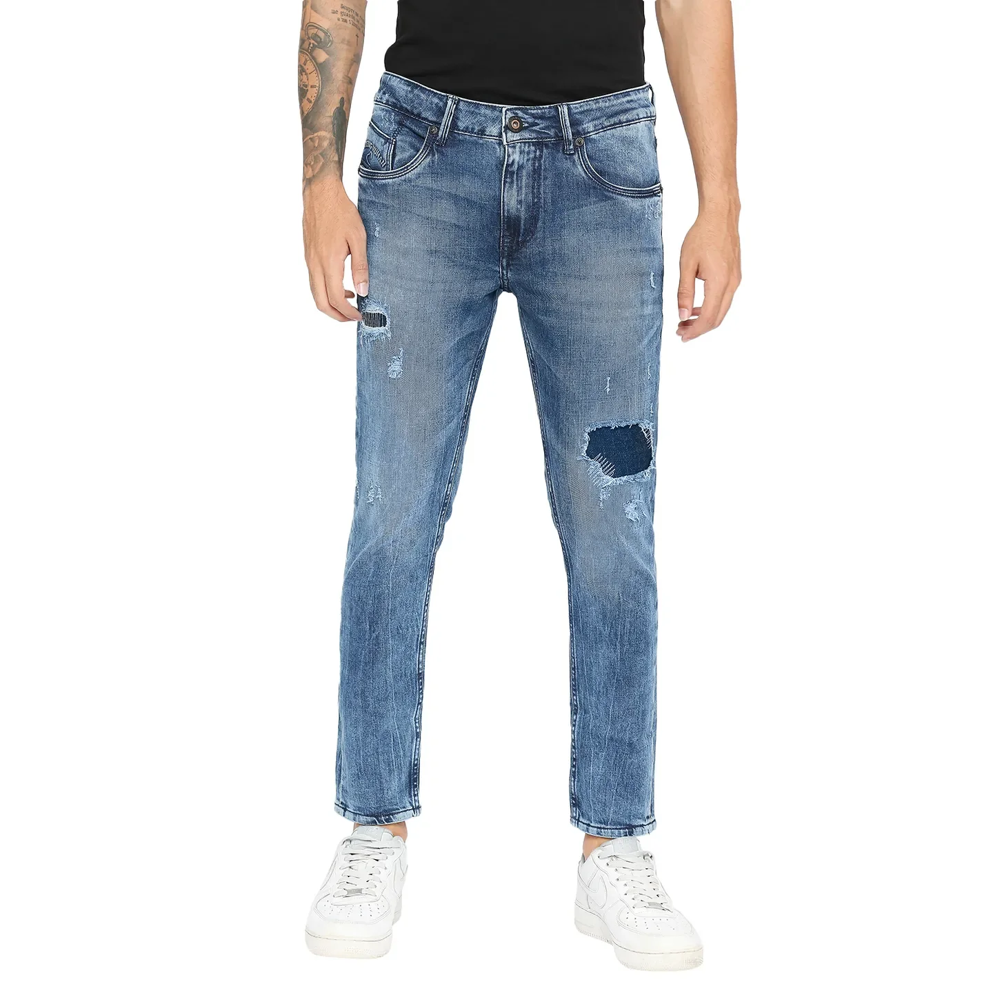 Blue Cropped Fit Men's Denims by Being Human Clothing