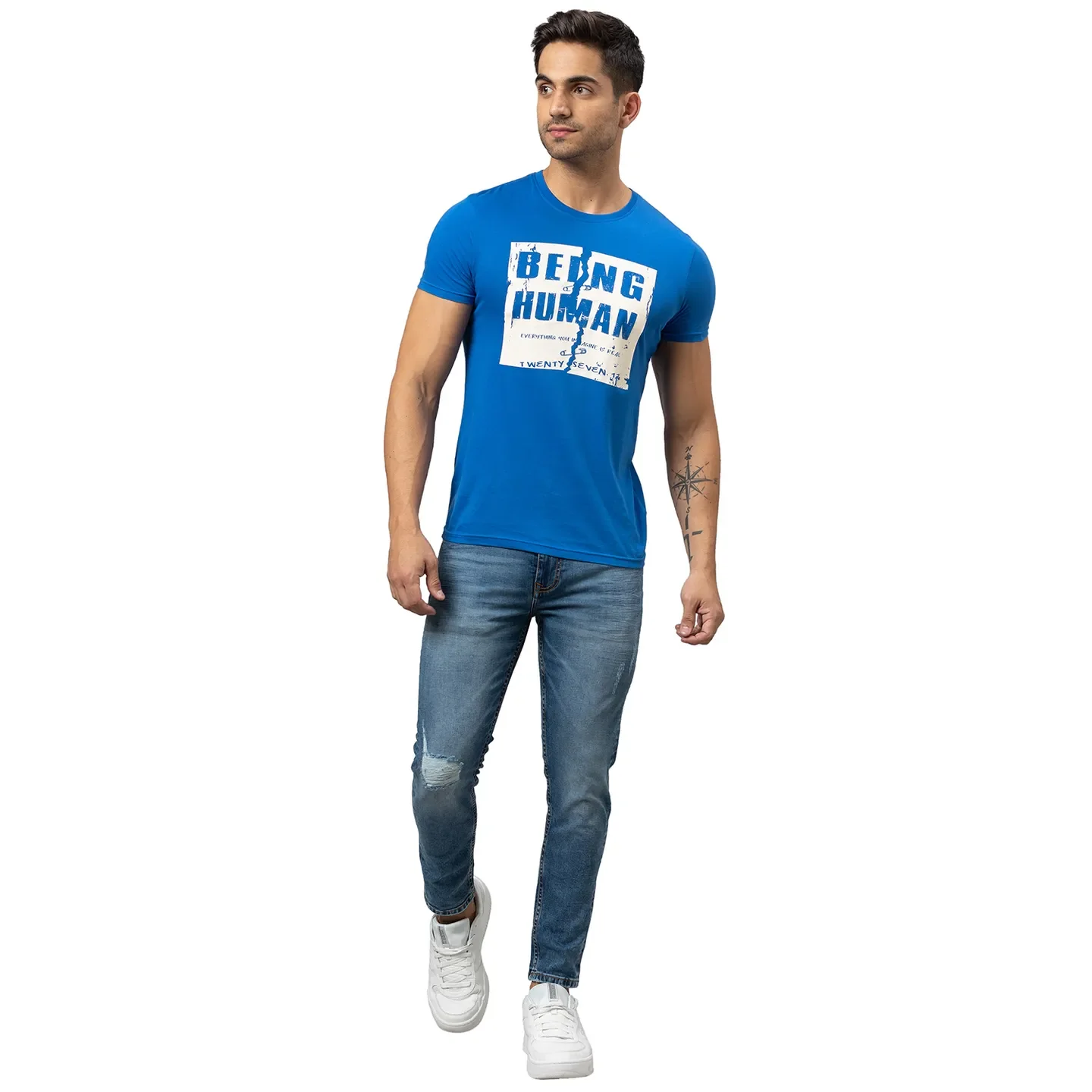 Blue Cropped Fit Men's Denims by Being Human Clothing - Image 2