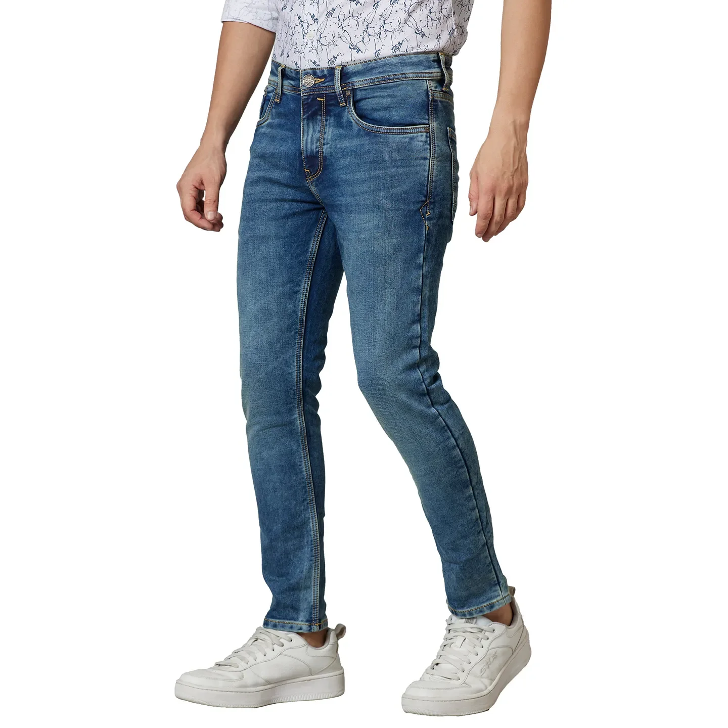 Blue Cropped Fit Men's Denims by Being Human Clothing - Image 3