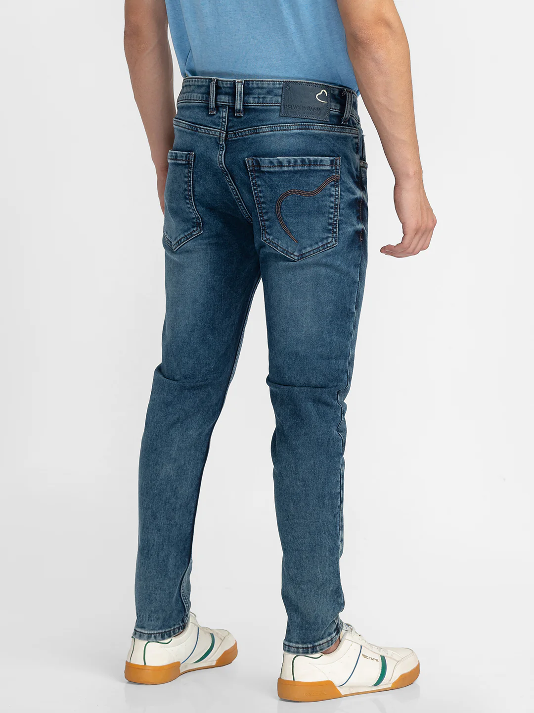 Blue Cropped Fit Denims For Men By Being Human Clothing - Image 2