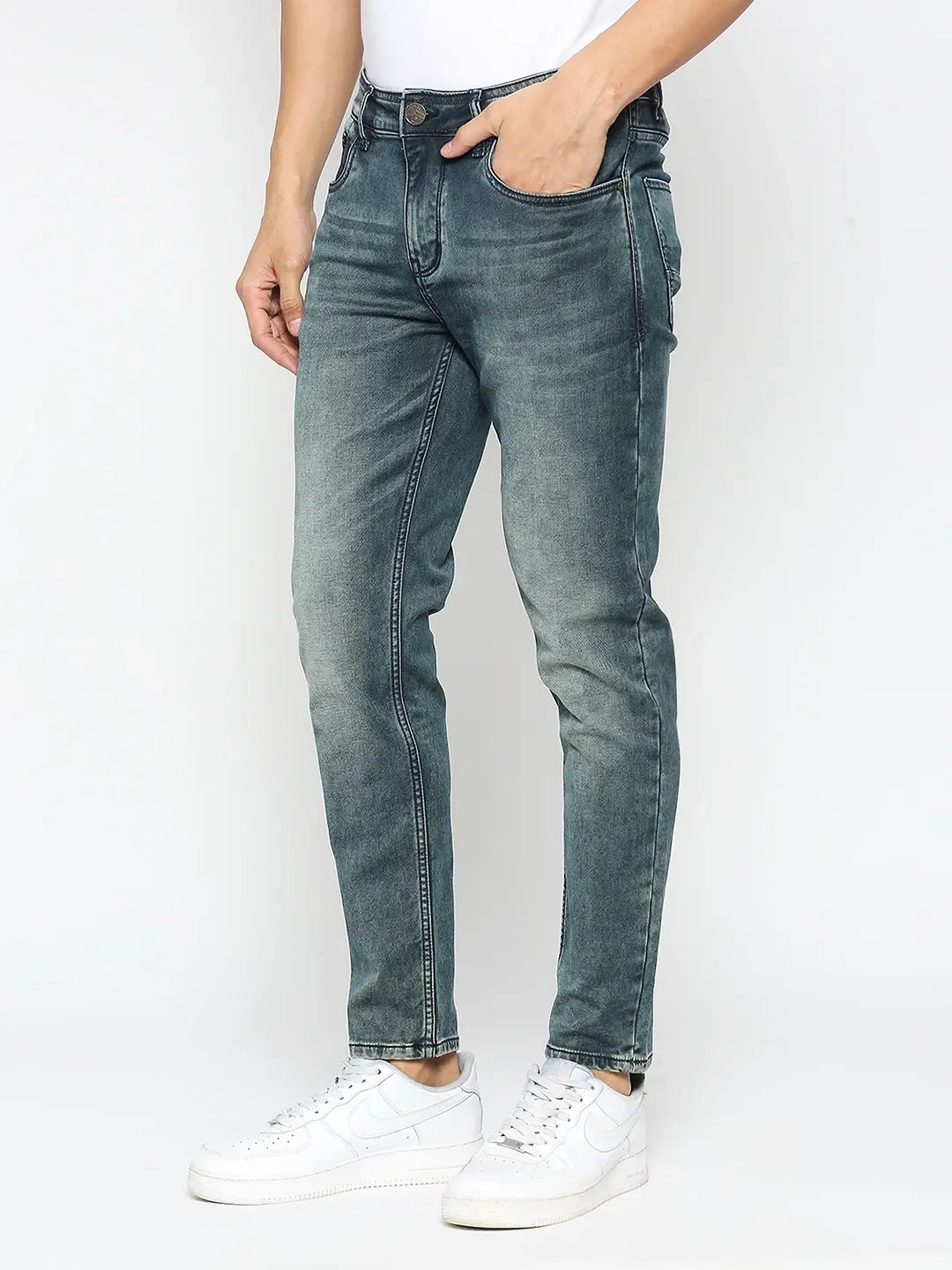 Blue Cropped Fit Men's Denims by Being Human Clothing - Image 2