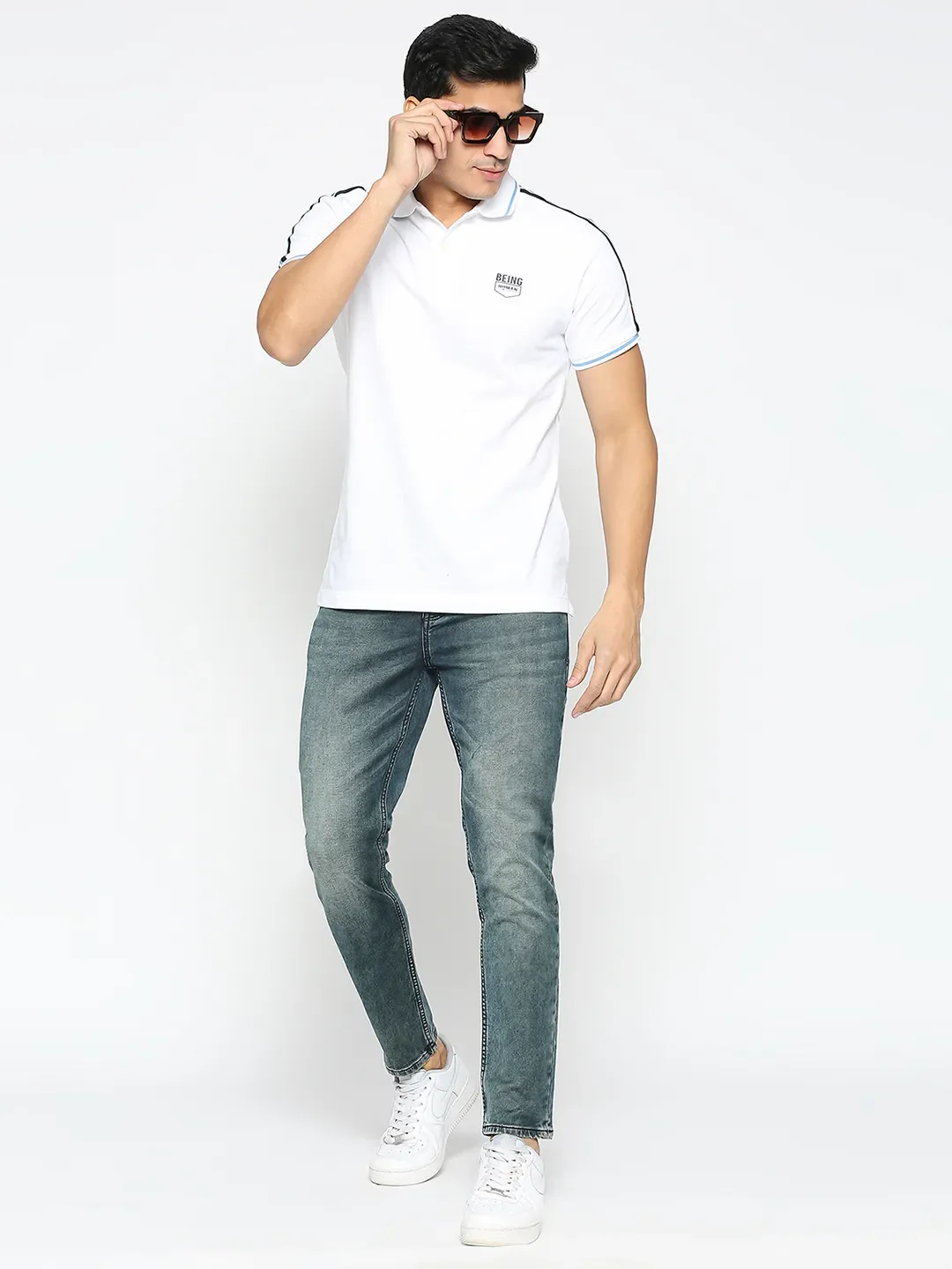 Blue Cropped Fit Men's Denims by Being Human Clothing - Image 6
